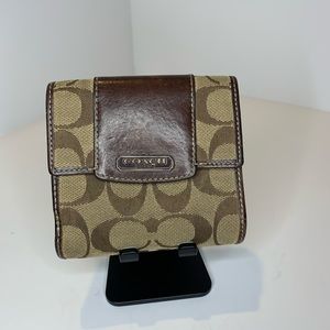 Coach Signature Bifold Brown Canvas Wallet